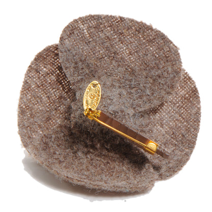 Chanel Wool Camellia Pin Brooch Brown 3 of 4