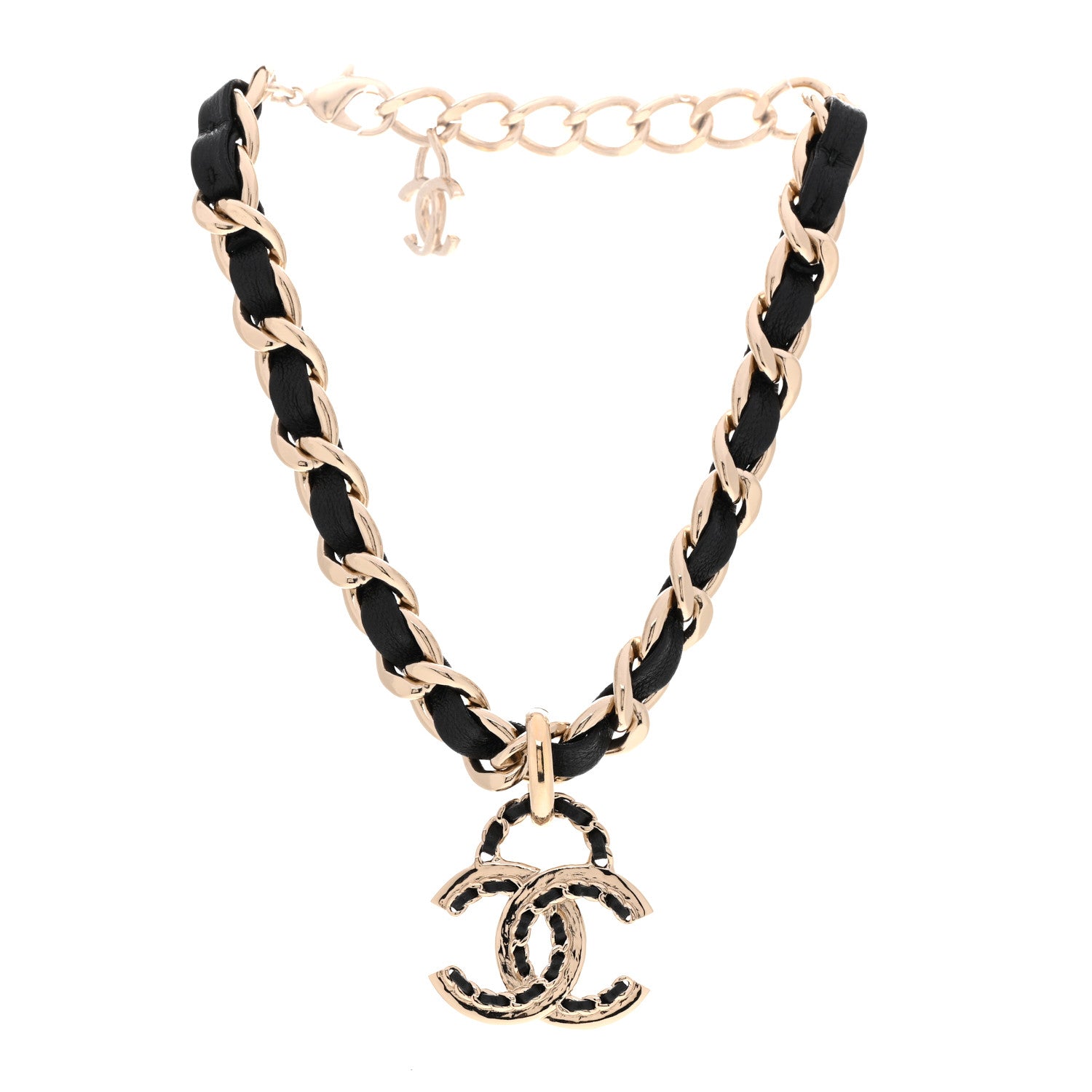 Chanel Metal Lambskin CC Choker Necklace Black Gold 3 of 5