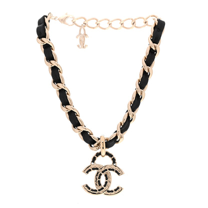 Chanel Metal Lambskin CC Choker Necklace Black Gold 3 of 5