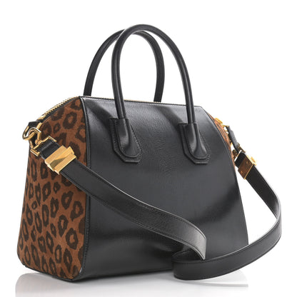 Givenchy Calfskin Suede Leopard Print Small Antigona Black 3 of 10