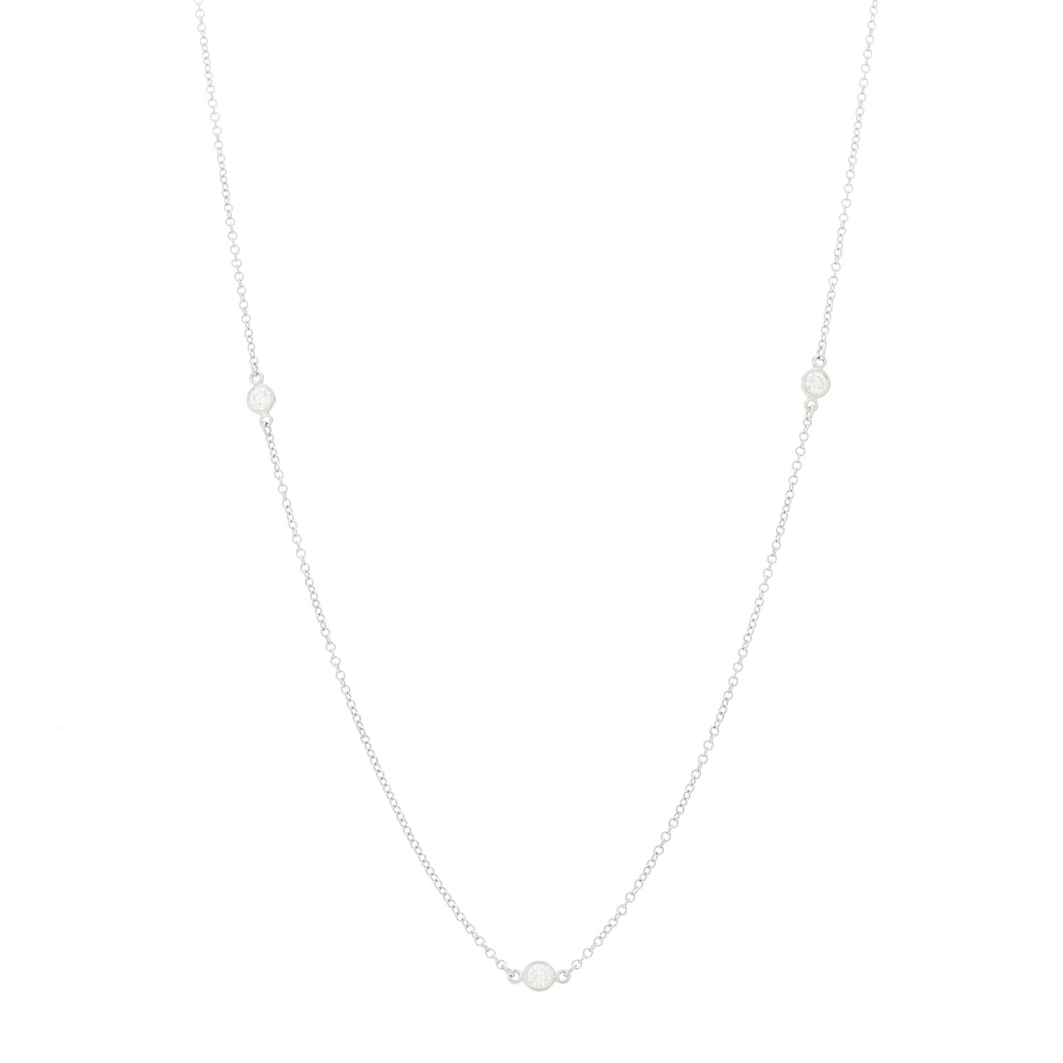 Tiffany Platinum Diamond .30ctw Elsa Peretti Diamonds by the Yard 5 Station Necklace 1 of 5