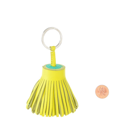 Hermes Lambskin Bi-Color Carmen Tassel Key Holder Lime Menthe 2 of 5