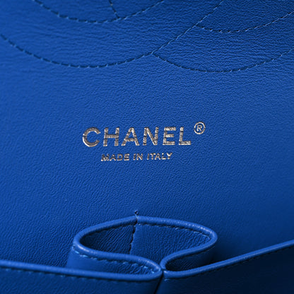 Chanel Caviar Chevron Quilted Jumbo Double Flap Blue 5 of 9