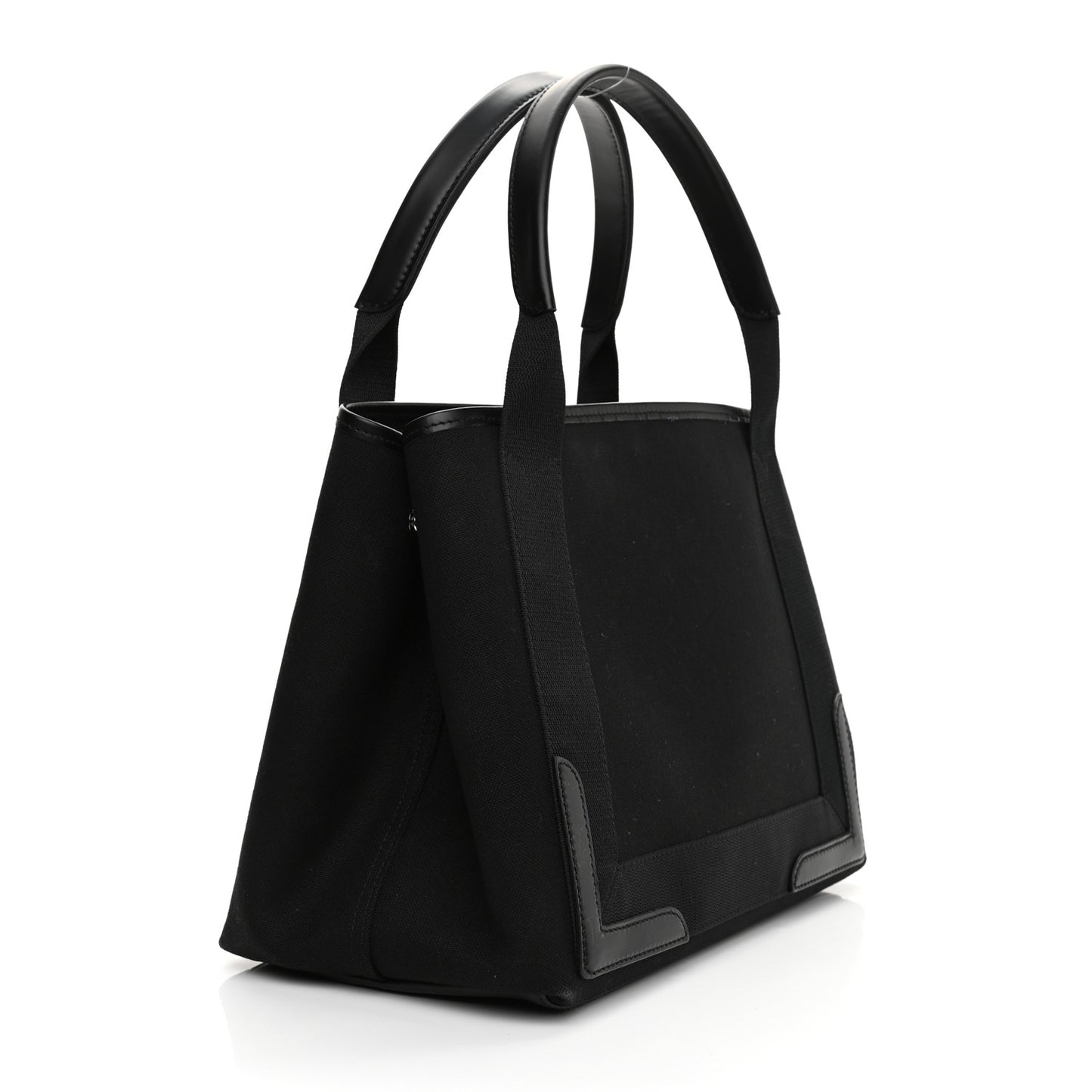 Cotton Canvas Calfskin S Navy Cabas Black