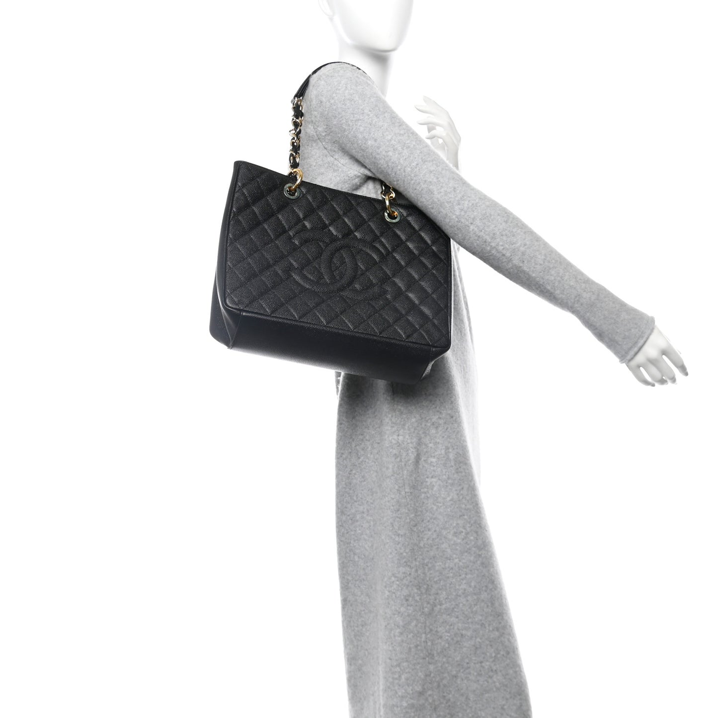 Caviar Quilted Grand Shopping Tote GST Black