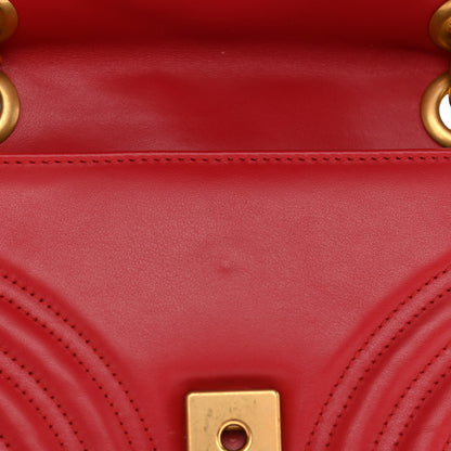Gucci Calfskin Matelasse Mini GG Marmont Shoulder Bag Hibiscus Red 12 of 14