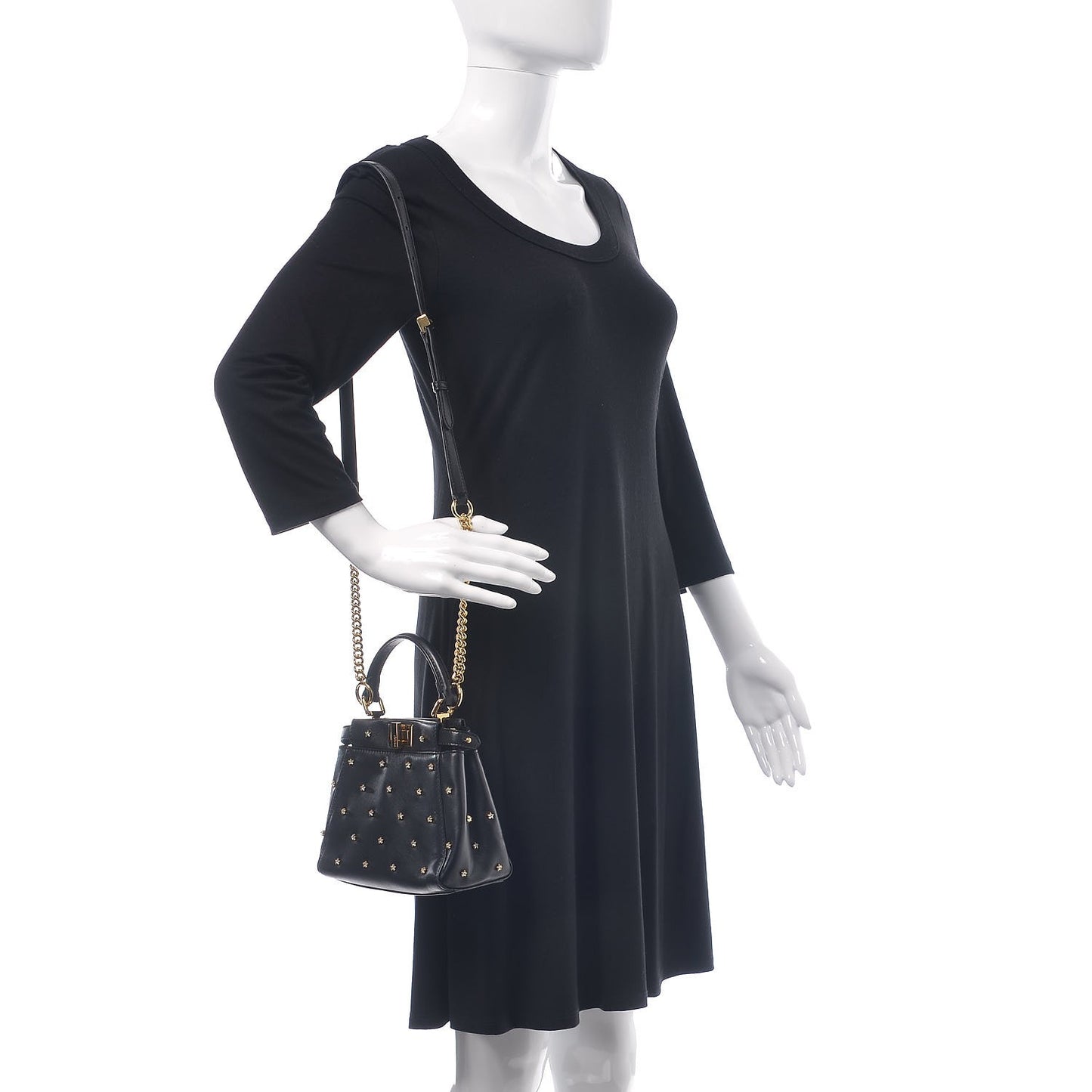 Nappa Crystal Studded XS Peekaboo Iconic Satchel Black