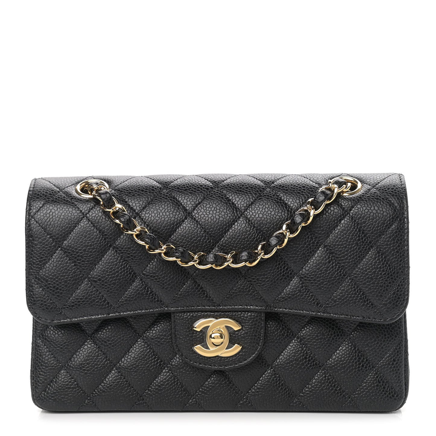 Caviar Quilted Small Double Flap Black
