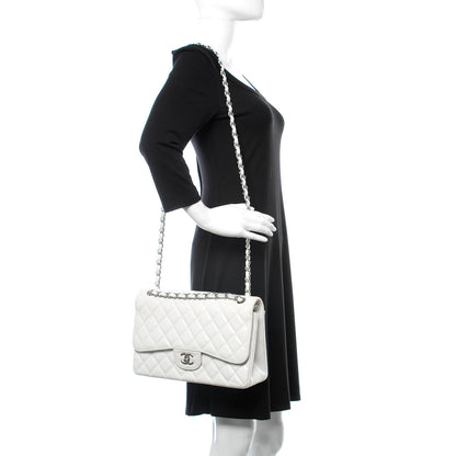 Chanel Caviar Quilted Jumbo Double Flap White 3 of 14