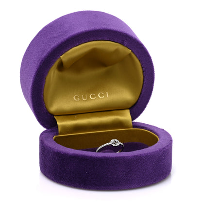 Gucci 18K White Gold Diamond Interlocking G Ring  53 6.5 5 of 5