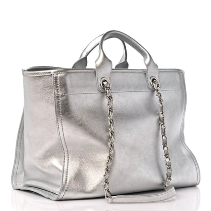 Chanel Metallic Calfskin Medium Deauville Tote Silver 4 of 11