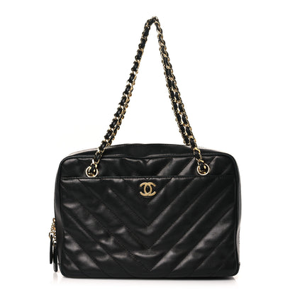 Chanel Lambskin Chevron Quilted Camera Case Black 1 of 12