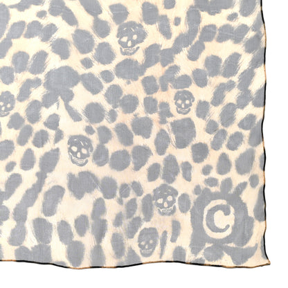Alexander McQueen Silk Chiffon Leopard Skull Scarf Brown 3 of 4