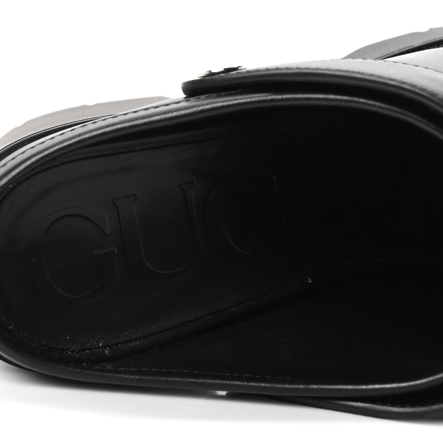 Gucci Real Betis Glamour Calfskin Horsebit Platform Mules 37 Black 8 of 10
