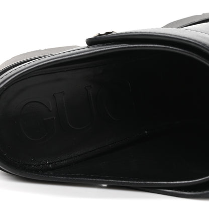 Gucci Real Betis Glamour Calfskin Horsebit Platform Mules 37 Black 8 of 10