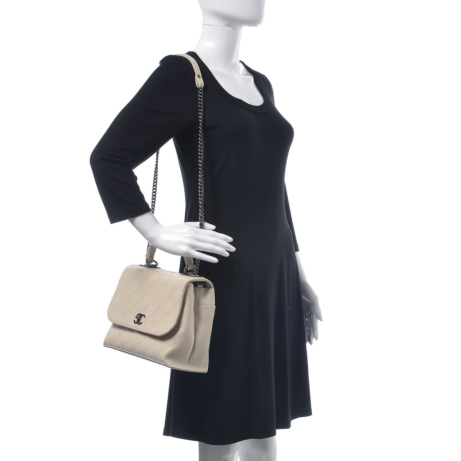 Chanel Calfskin Stitched Urban Luxury Top Handle Bag Ivory 2 of 12