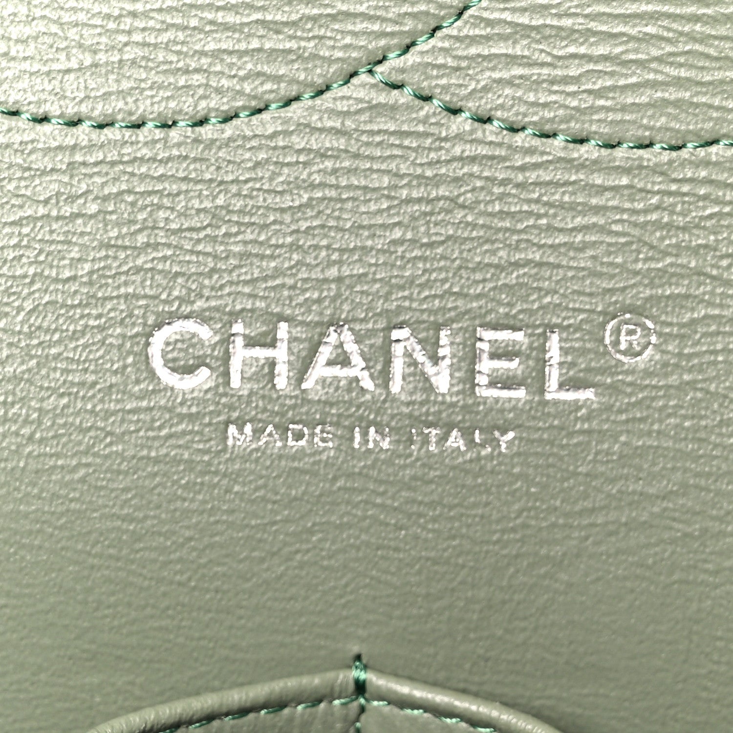 Chanel Caviar Chevron Quilted Jumbo Double Flap Green 6 of 11