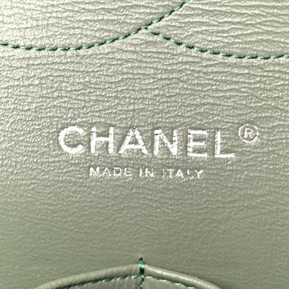 Chanel Caviar Chevron Quilted Jumbo Double Flap Green 6 of 11