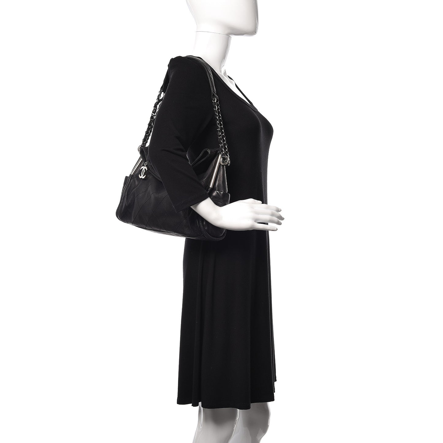 Lambskin Stitched Medium Ultimate Soft Tote Black