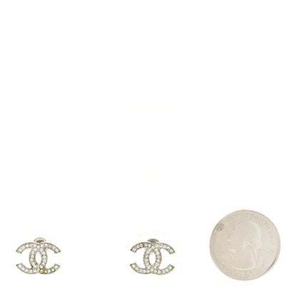 Chanel Crystal Timeless CC Earrings Silver 2 of 4