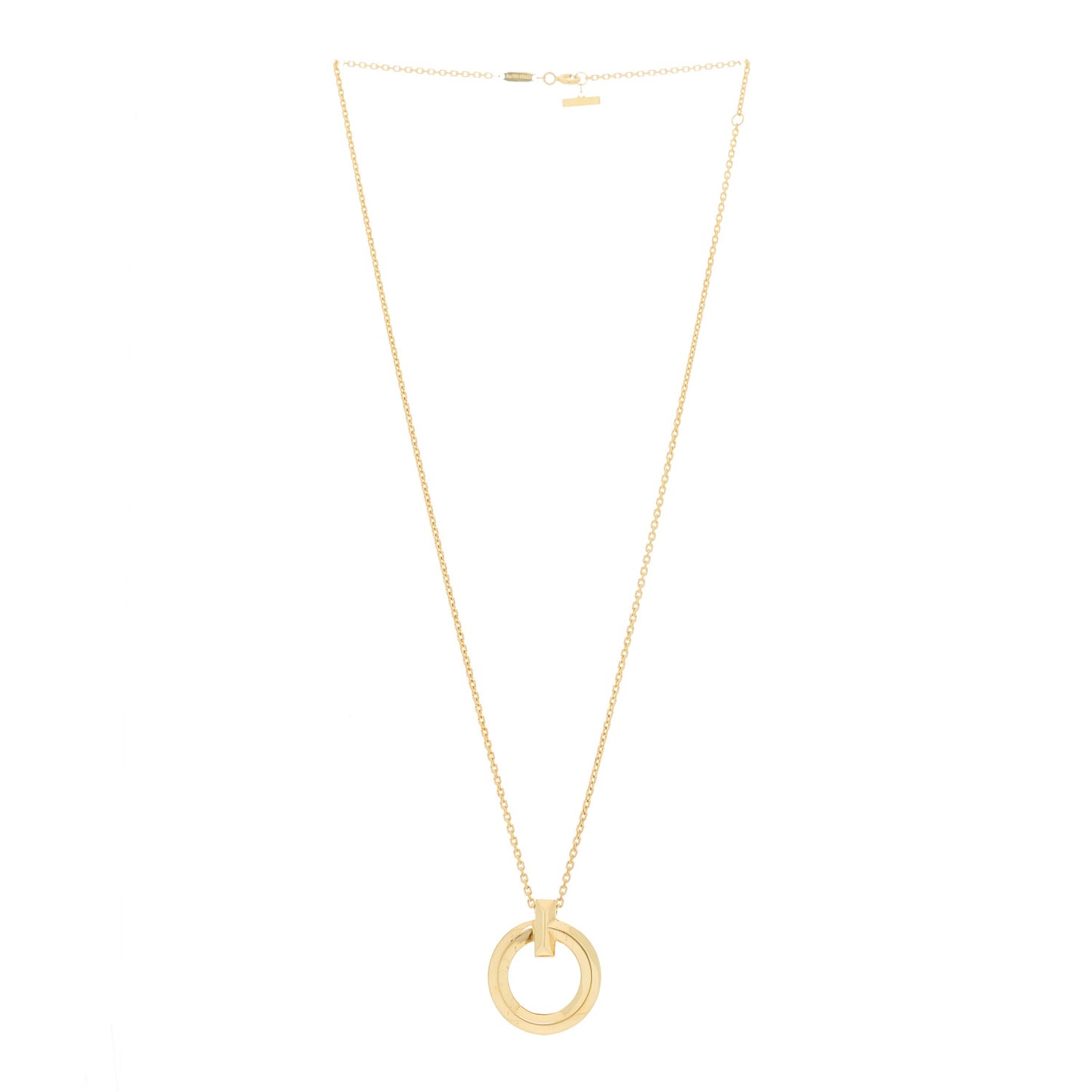 18K Yellow Gold T T1 Circle Pendant Necklace