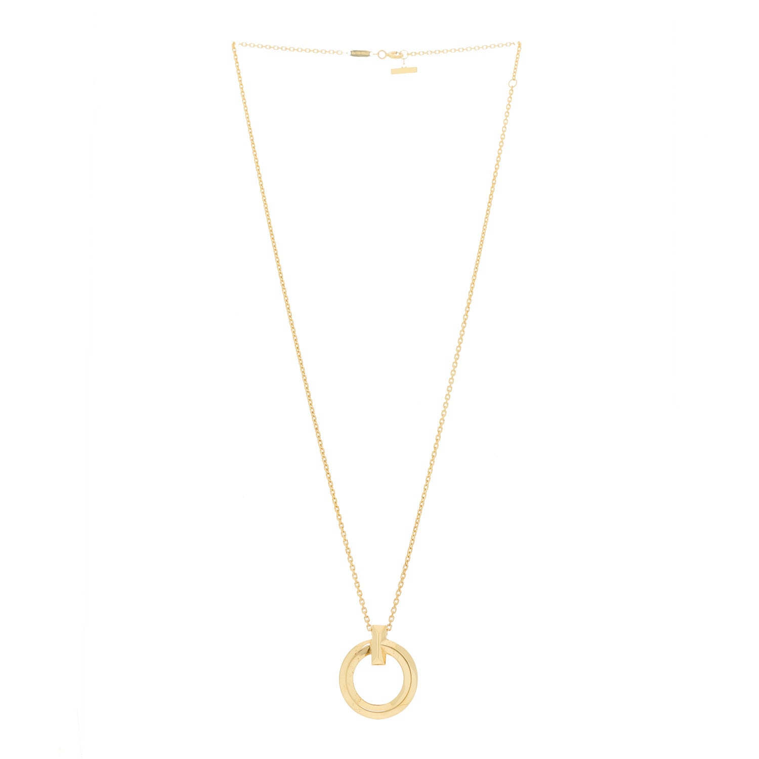 Tiffany 18K Yellow Gold T T1 Circle Pendant Necklace 3 of 8