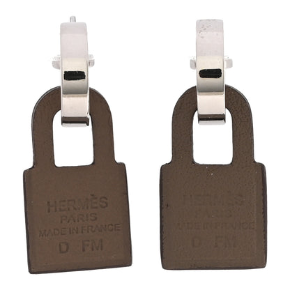 Hermes Palladium Swift O'Kelly Earrings Etoupe 1 of 5