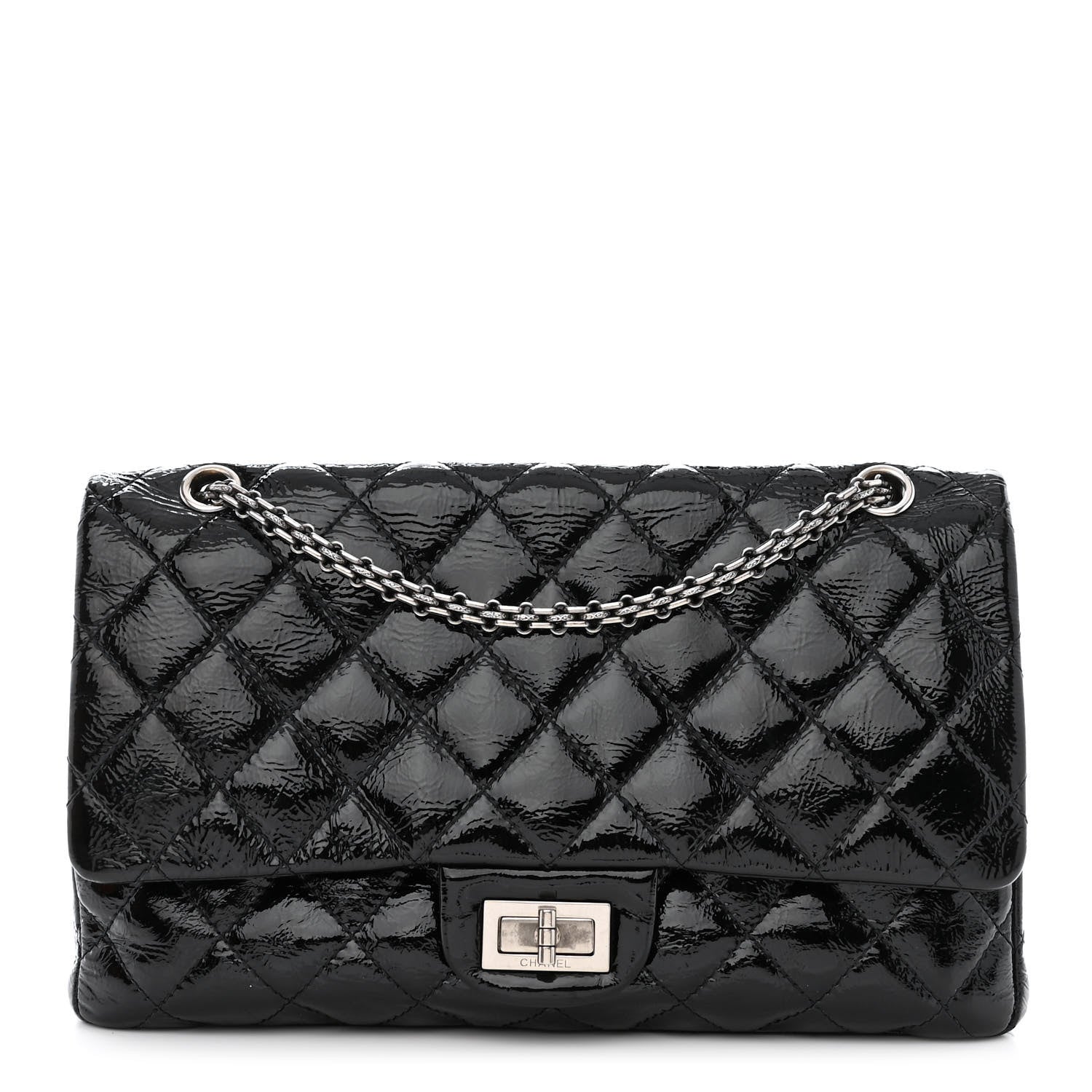 Chanel Distressed Patent Quilted 2.55 Reissue 227 Flap Black 1 of 13