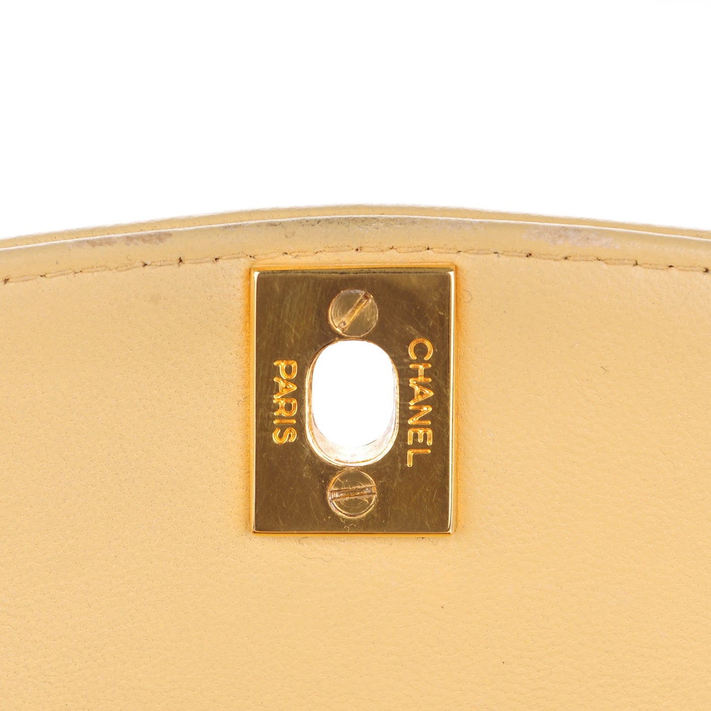 Lambskin Quilted Small Single Flap Beige