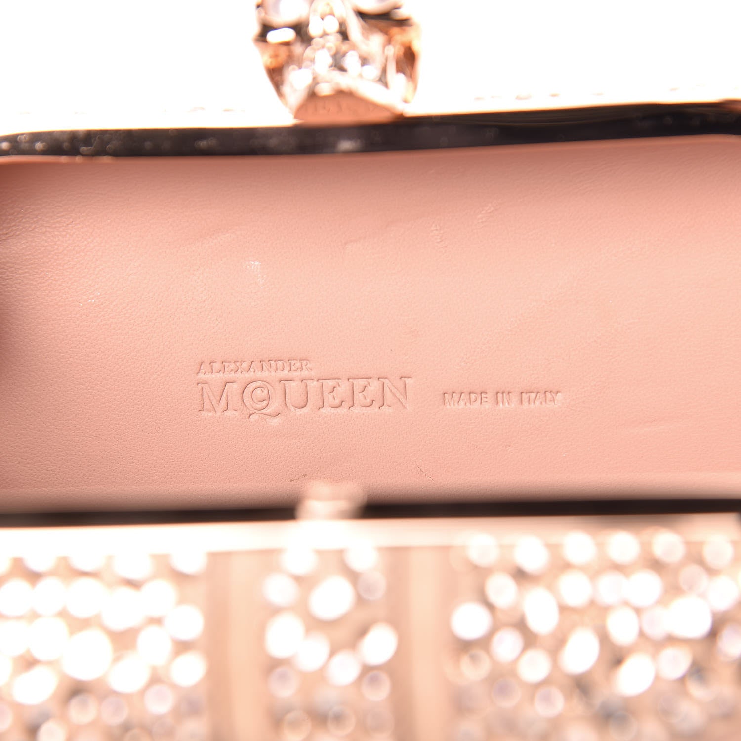 Alexander McQueen Suede Crystal Britannia Skull Box Clutch Pink 6 of 9
