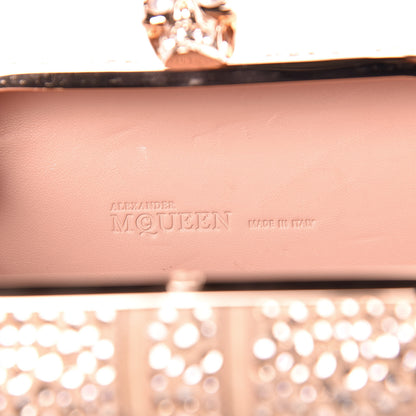Alexander McQueen Suede Crystal Britannia Skull Box Clutch Pink 6 of 9