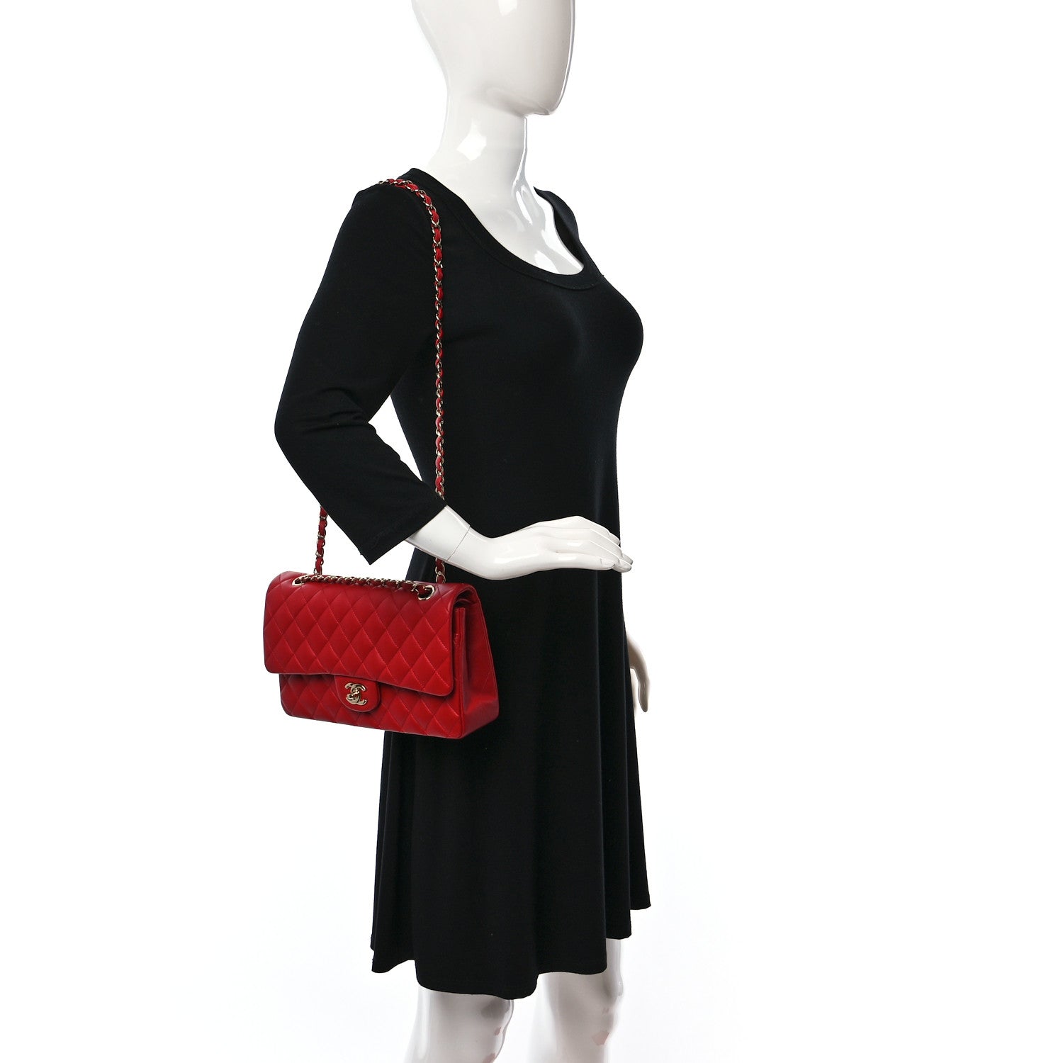 Chanel Lambskin Quilted Medium Double Flap Red 2 of 9