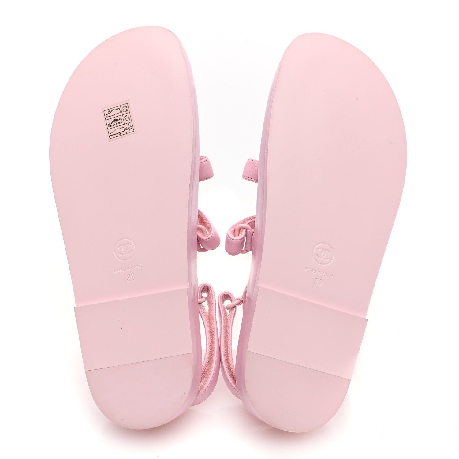 Chanel Lambskin Crystal CC Velcro Dad Sandals 39 Light Pink 5 of 7