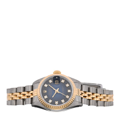 Rolex Stainless Steel 18K Yellow Gold Diamond 26mm Oyster Perpetual Datejust Watch Blue Gradient 69173 2 of 4