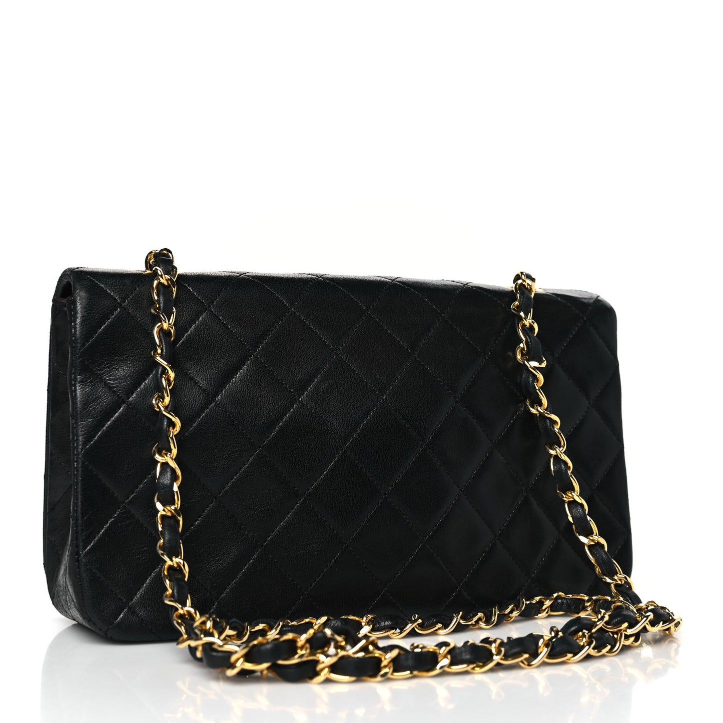 Lambskin Quilted Small Single Flap Black