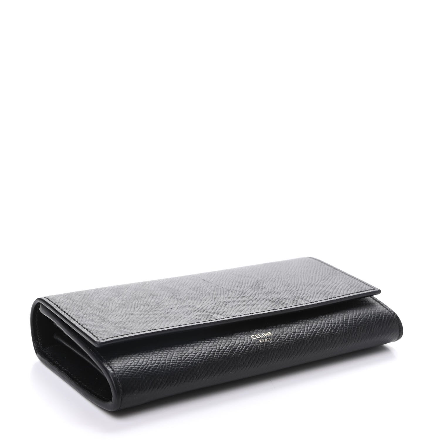 Celine Grained Calfskin Large Flap Wallet Black 4 of 8