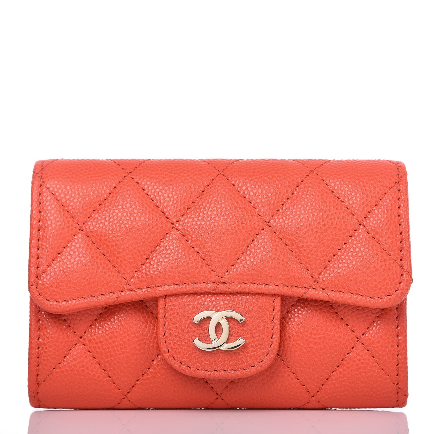 Chanel Caviar Quilted Flap Card Holder Red 1 of 9