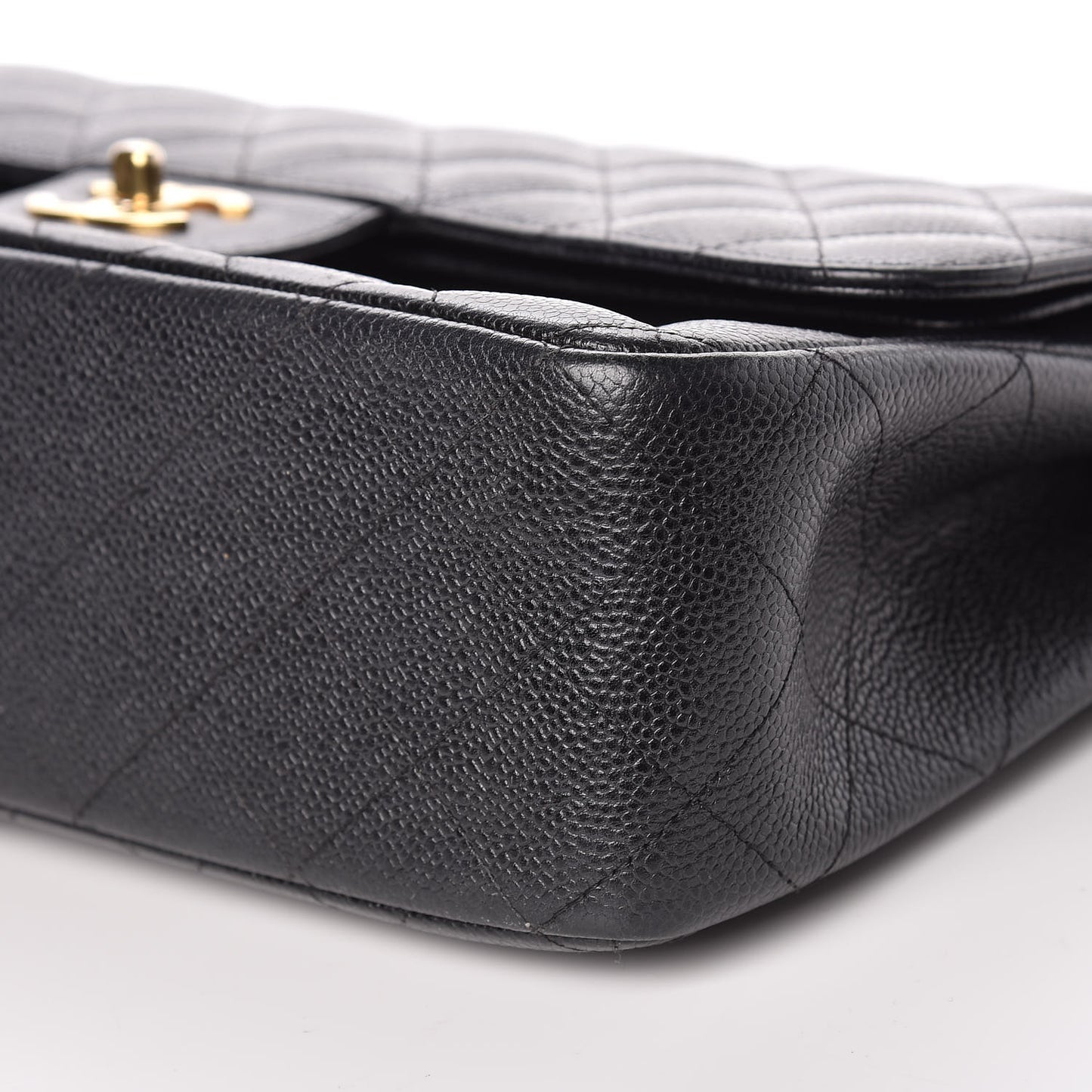 Caviar Quilted Jumbo Double Flap Black