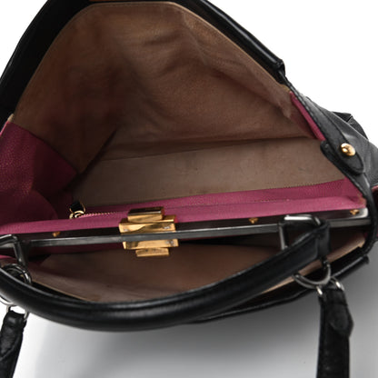Fendi Goatskin Large Peekaboo Iconic Satchel Black 4 of 5