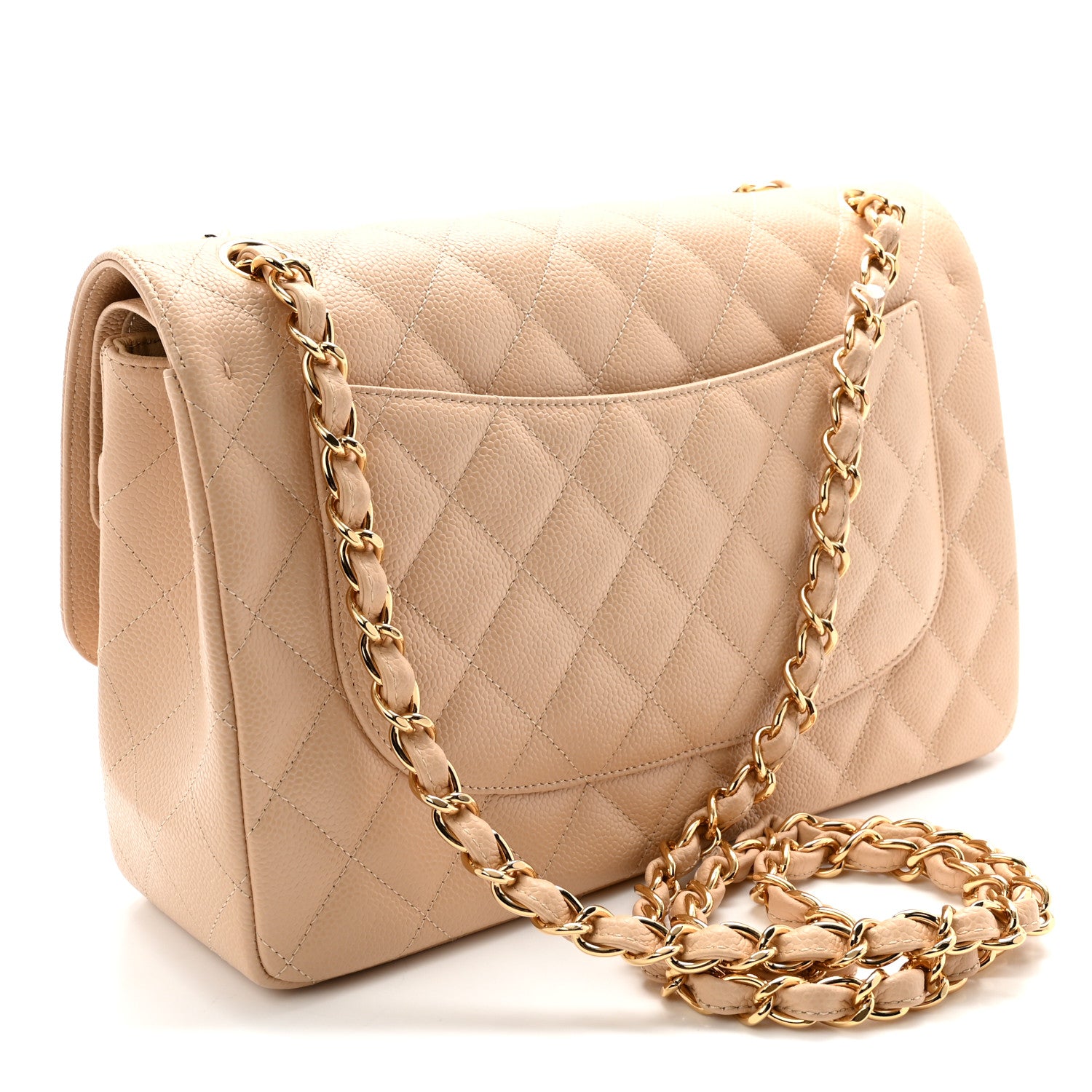 Chanel Caviar Quilted Jumbo Double Flap Light Beige 3 of 12