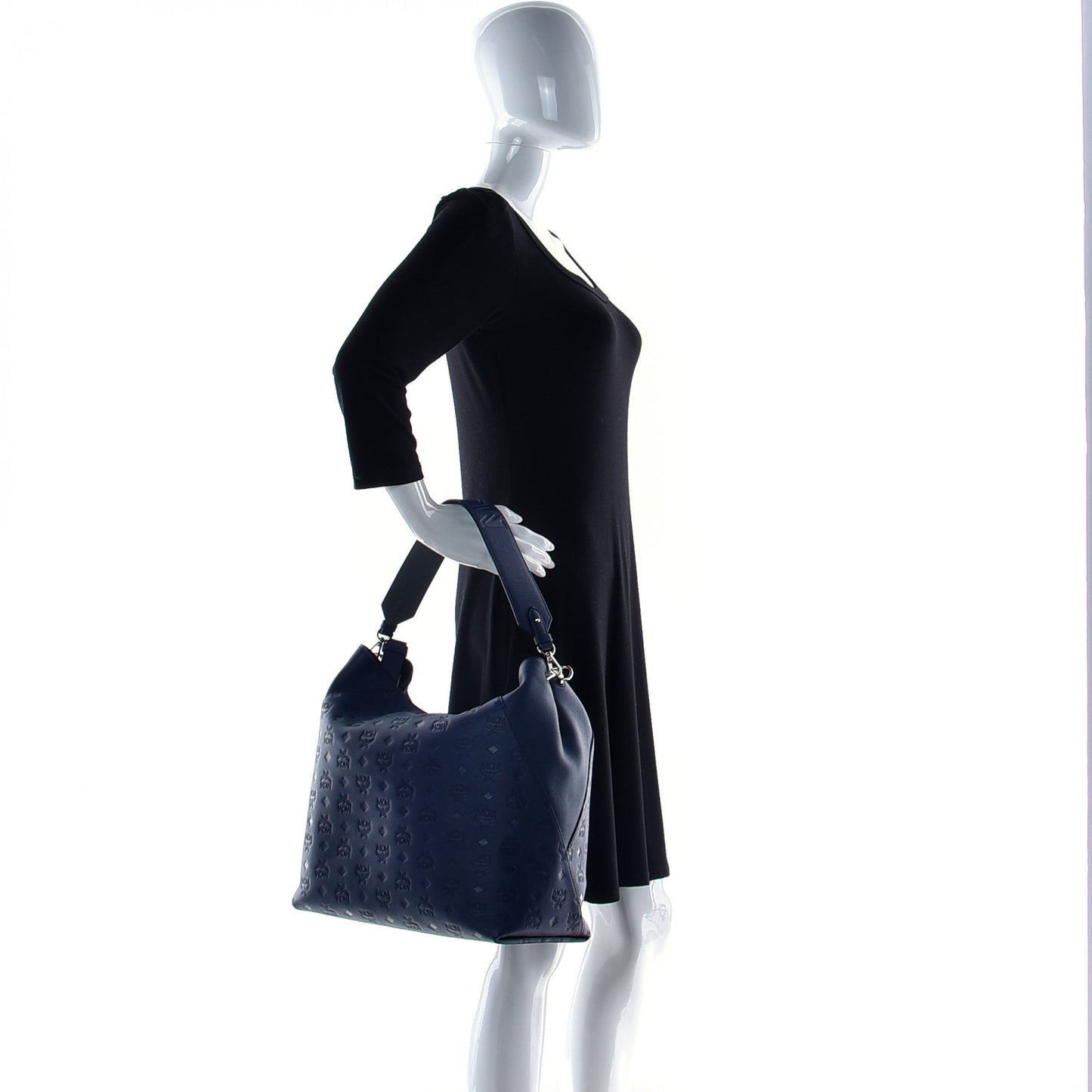 Calfskin Ottomar Monogram Large Klara Hobo Navy Blue