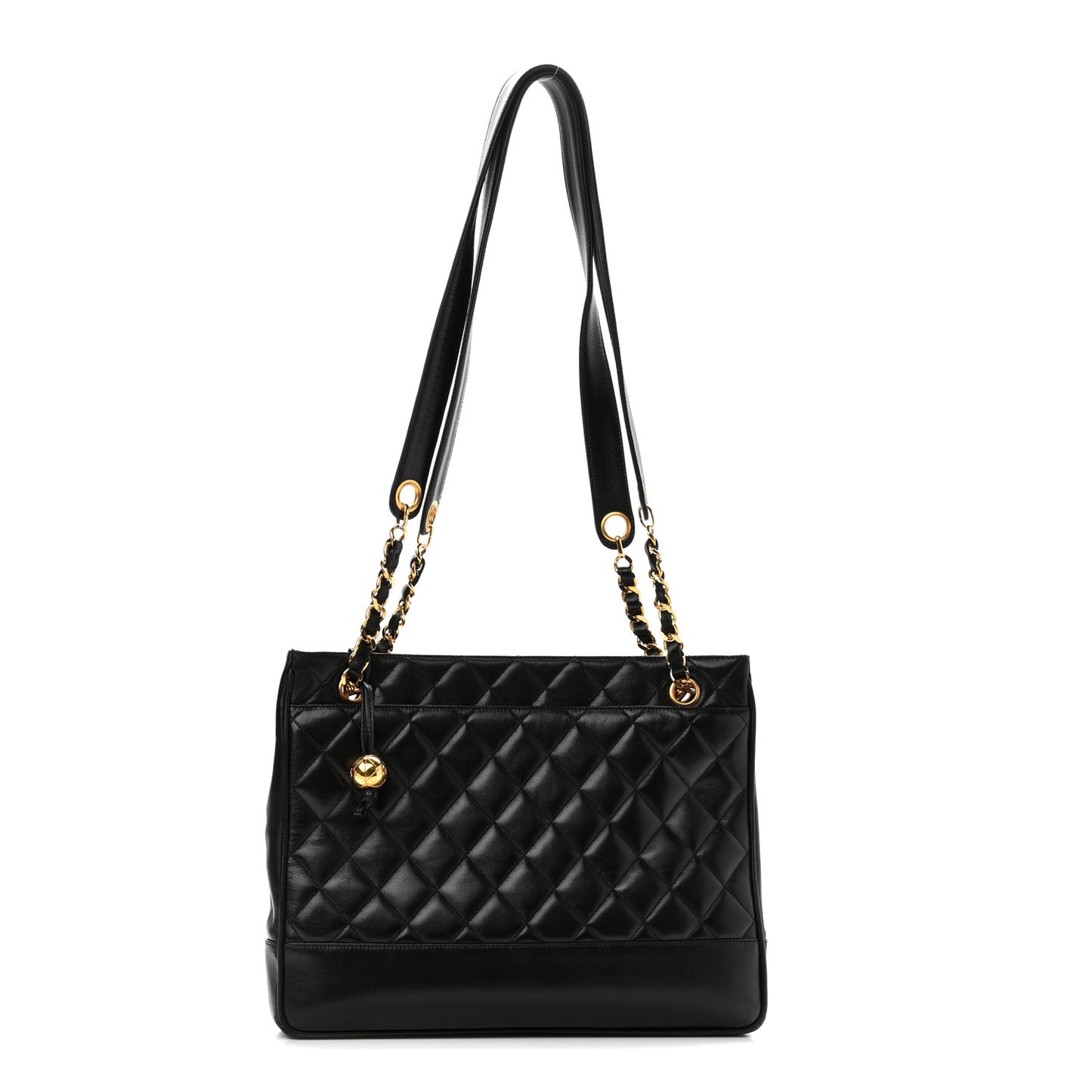 Lambskin Quilted Shoulder Bag Black