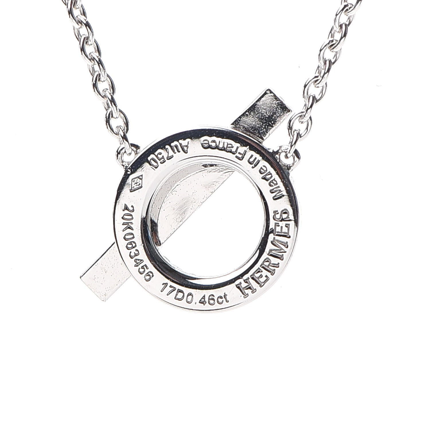 Hermes 18K White Gold Diamond Finesse Pendant Necklace 5 of 6
