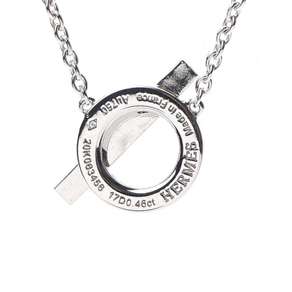 Hermes 18K White Gold Diamond Finesse Pendant Necklace 5 of 6