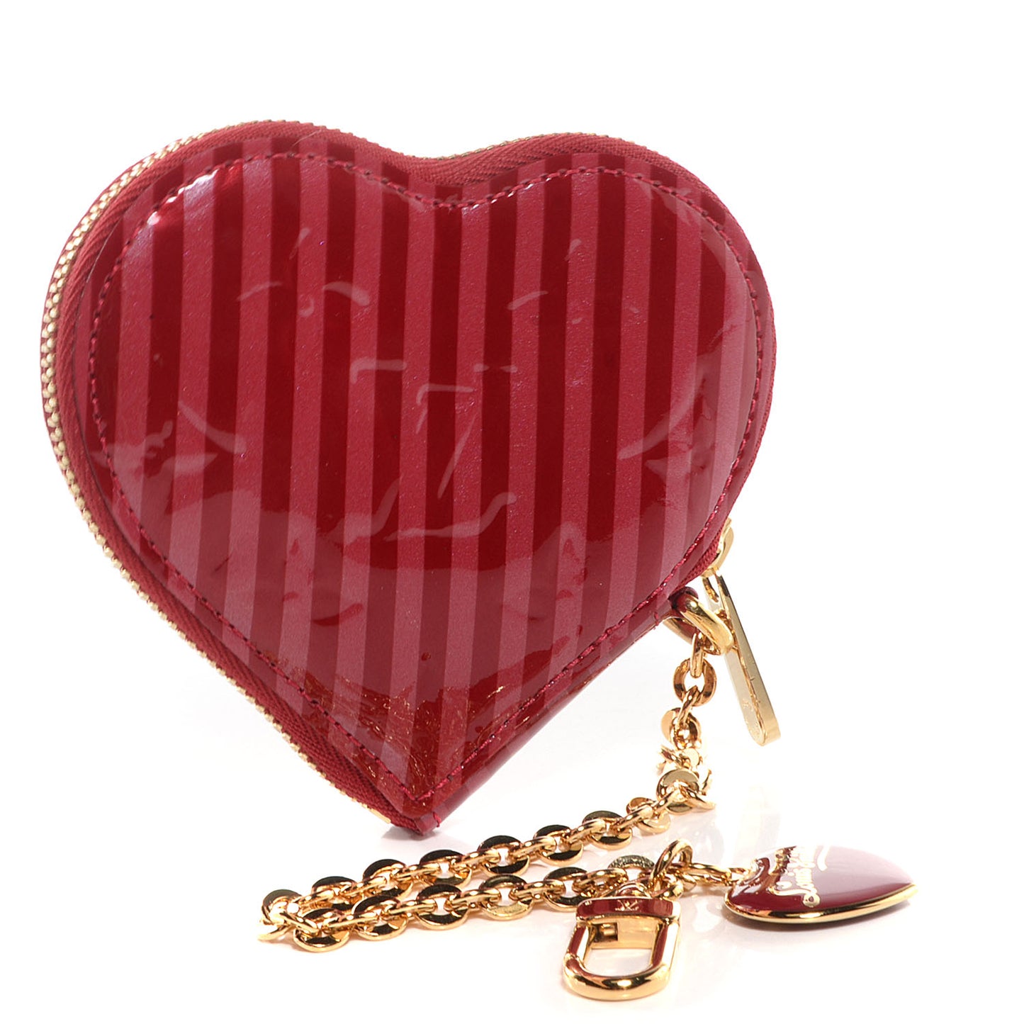 Vernis Rayures Coeur Heart Coin Purse Pomme D'Amour