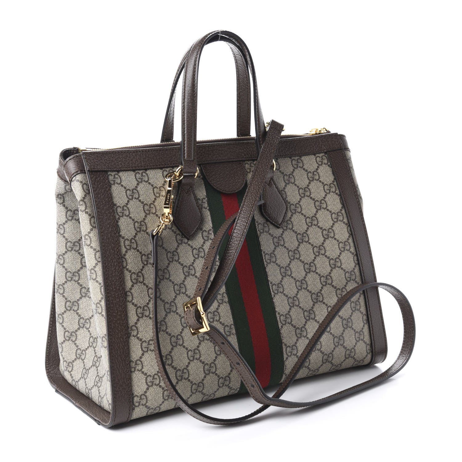 Gucci GG Supreme Monogram Web Medium Ophidia Tote Bag Brown 4 of 11