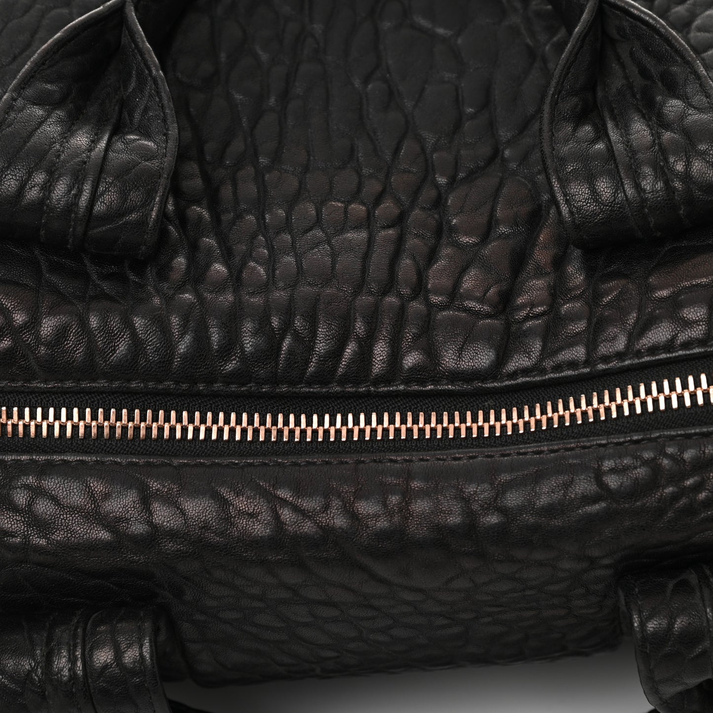 Pebbled Lambskin Rocco Black Rose Gold Hardware