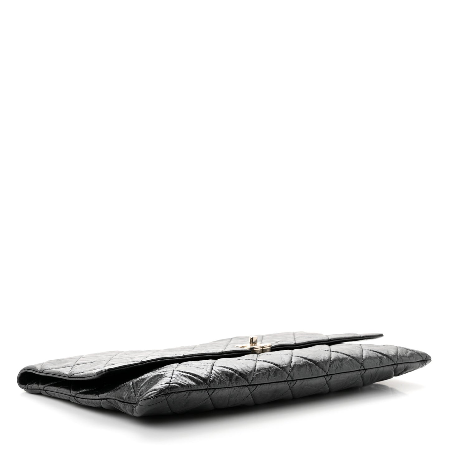 Metallic Crumpled Calfskin Big Bang Large Flap Bag Black