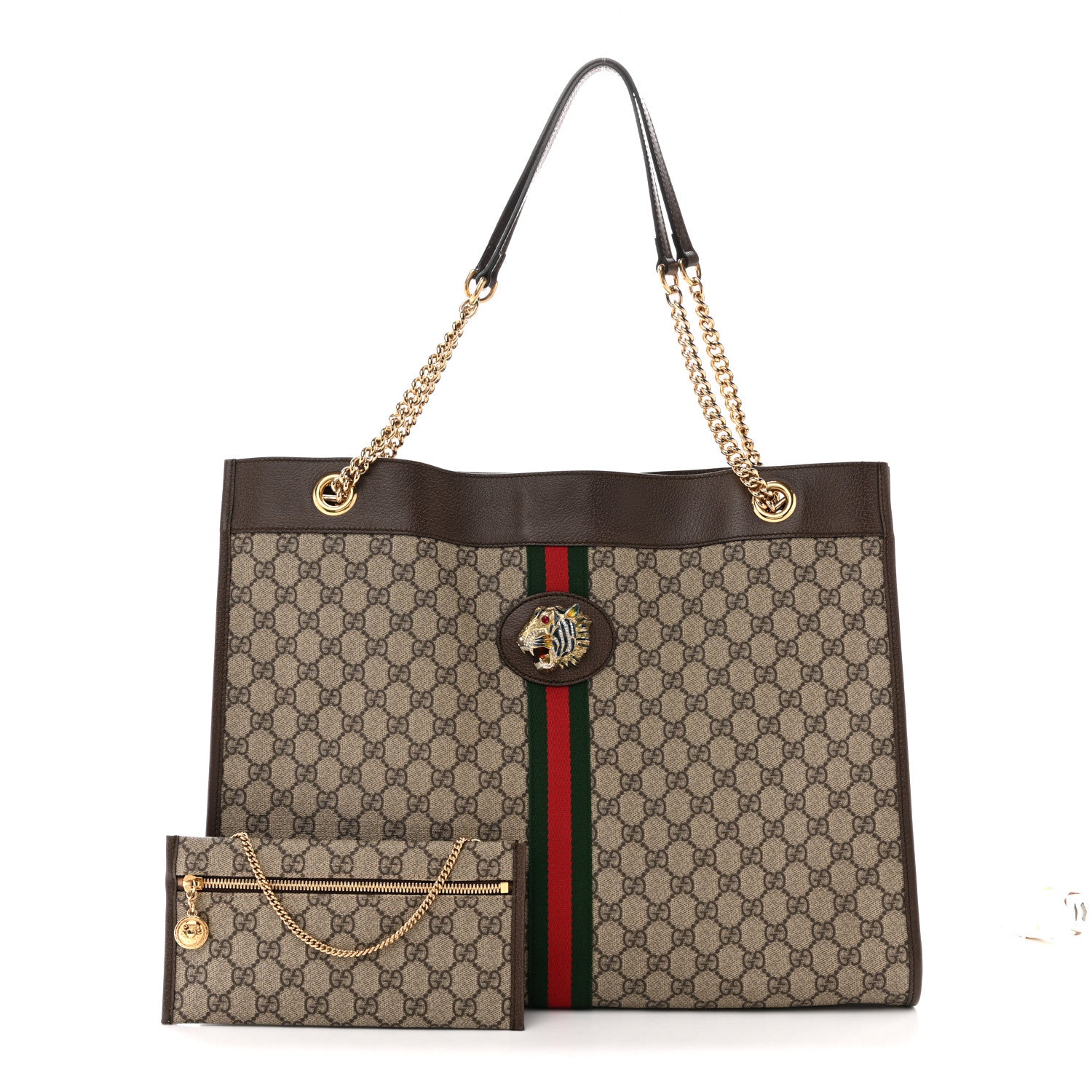 む♔︎(3/3) Gucci GG Supreme Monogram Large Rajah Chain Tote Beige New Acero