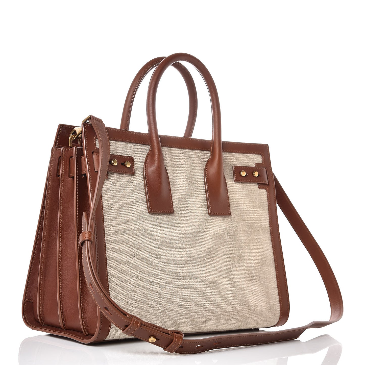 Linen Calfskin Small Souple Sac De Jour Cognac